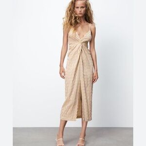 Zara Cotton Checkered Dress